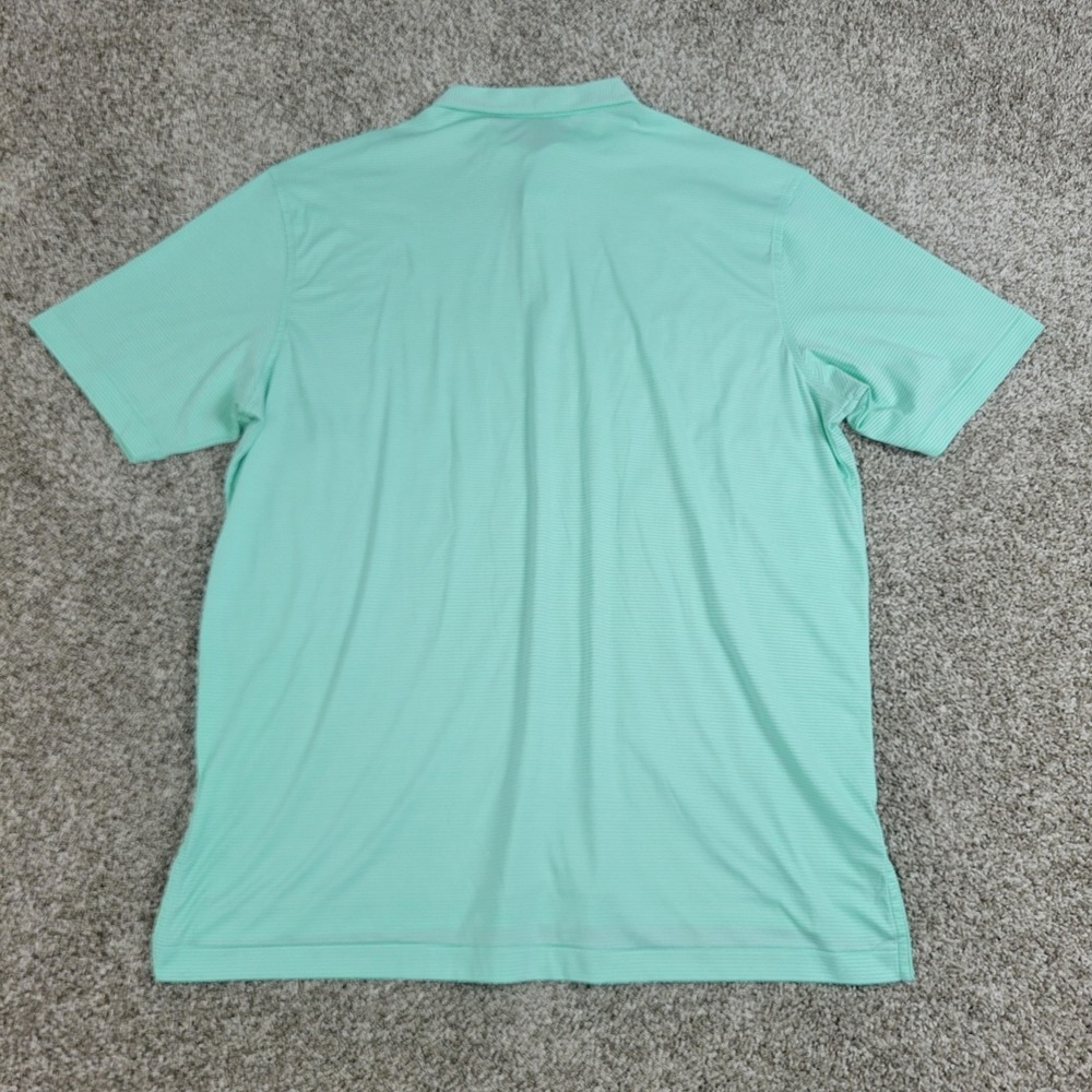 Peter Millar Featherweight Mens XL Green White Striped Performance Stretch Polo - Picture 3 of 6